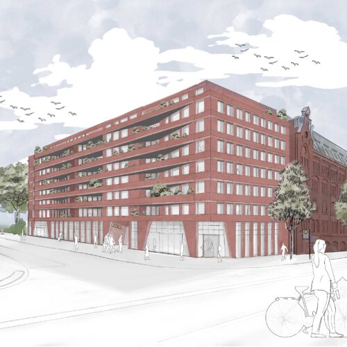 Visualisierung_ 402_Fußgängerperspektive von Nord-West Richtung Lohsepark_ffm-architekten